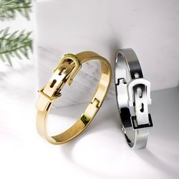 Men bangle Titanium Steel Roman Numeral Bracelet belt Buckle Bangles Luxury Jewellery