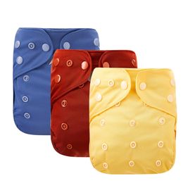 Elinfant 3 Pcs /Set Solid Colour Cloth Diaper Cover Waterproof Baby Washable Diapers Reusable Cloth Nappies Fit 3 - 15 Kg Baby 210312