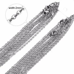 2021 50pcs Stainless Steel Rolo Cable 2mm Width for Men Women Round Box Tag DIY Chain Necklace Gold/Steel Tone