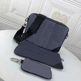 Fashion messenger bag pochette trio shoulder bag black/white 2 pieces good quality pu straps crossbody bag with Coin purse