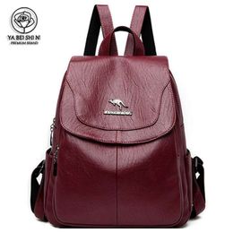 Bagpack Women Leather Backpack Designer Shoulder Bags For BackPack School Teenage Girls Mochila Feminina 210929