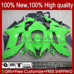 Bodywork For KAWASAKI NINJA ZX-600 ZX 6R 600 CC 600CC 6 R 07-08 Body 10No.133 ZX-6R ZX600C ZX636 2007 2008 ZX 636 ZX600 ZX-636 ZX6R 07 08 Motorcycle Fairing Kit factory green