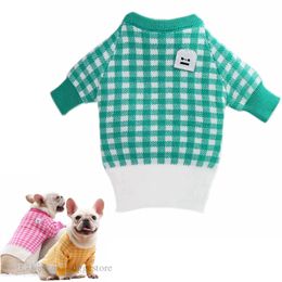 Pet Dog Apparel Korean Tusi Lattice Knitwear Sweater Warm Jackets Sweatshirts Outerwears Winter Pets Coat Soft Sweaters Clothing for Small Dogs Chirstmas X A19