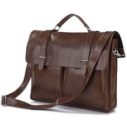 Briefcases Fashion Men's Genuine Leather Hight Quality Casual Office Messenger Shoulder bag Laptop tote Handbag