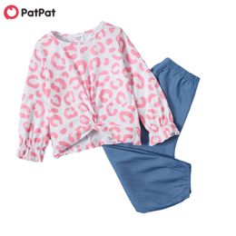 Arrival Spring Toddler Girl Leopard Top & Pants Set 210528