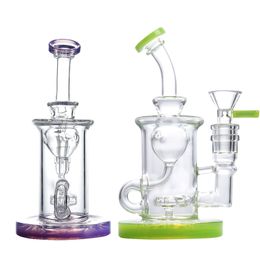 Hookah Heady Glass Bong Recycler Water Pipe Klein Torus Dab Rig Showerhead Perc 14mm Female Joint With Bowl