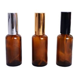 2021 Thick 50ml Amber Glass Spray Bottles Wholesale Essential Oils Glass Bottle With Black Pump Sprayer Gold Cap For Cosmetics Perfume Make