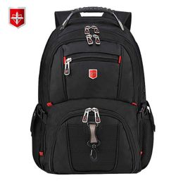 -Водонепроницаемый мужской рюкзак 15.6 / 17 дюймов ноутбук рюкзаки школьные сумки для путешествий швейцарский стиль большой емкости Бизнес Bagpack Mochila 211023