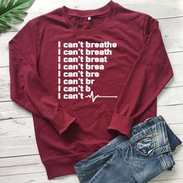 Women's Hoodies & Sweatshirts I Can't Breathe Letter Print Sweatshirt Activist Movement Womens Clothing Black Lives Matter Women Crewneck To