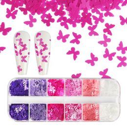 butterfly glitter nails Canada - Nail Art Decorations 5mm Neon Butterfly Shape Sequins Glitter Flakes 3D Fluorescence Polish Manicure Charms