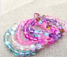 beaded, strands 10mm atte mystic aura quartz pink beads bracelet,elastic bracelet gemstone bead stone