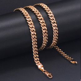 Chains Anietna 7.5mm 60cm Curb Hip Hop Necklace For Men Cool 585 Rose Gold Color Choker Link Jewelry Gift Party Collar Hombre