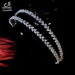 ASNORA CZ Soft Headwear Headband Wedding Bridal Dress Tiaras Party Prom Hair Accessories A01034 210707