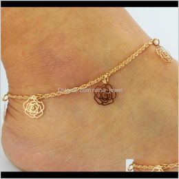 Gold Bohemian Fußkettchen Strand Fuß Schmuck Bein Kette Schmetterling Libelle Fußkettchen Für Frauen Barfuß Sandalen Knöchel Armband Füße PS2909 Drop Del