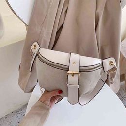Fashion Chain Fanny Pack Banana Waist Bag Brand Belt Women PU Leather Chest bag Belly 211103