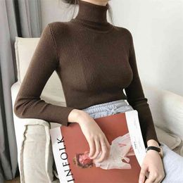 Turtleneck Sweater Women Long Sleeve High Stretch Collar Pullovers Female Autumn Winter Elastic Knitwear Ladies Black 210601