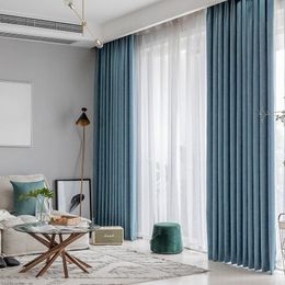 Curtain & Drapes 2021 Nordic Heat Insulation And Sunscreen Pure Color Simple Light Luxury Curtains For Living Dining Room Bedroom