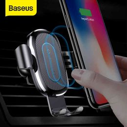 Baseus Qi Wireless Car Charger Phone Holder For iPhone Samsung Fast Charging Mount Stand Air Outlet Gravity Support 10W Charge