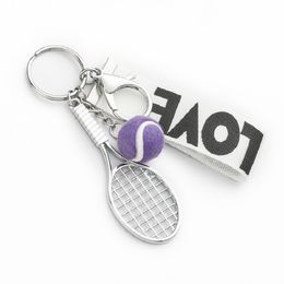 2021 New Mini Tennis Racket Keychain Creative Cute 6 Color Love Sport Keychains Car Bag Pendant Keyring Jewelry Gift Accessories2608