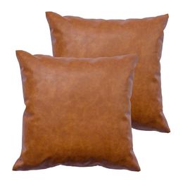 Cushion/Decorative Pillow PU Leather Pillowcases Decoration Cushions Covers For Sofa Bed Car Seat Cover Waterproof Throw Pillows Brown 2PCS