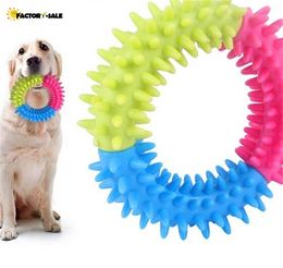 Colourful Dog Toys Pet Traning Products Resistance To Bite Embossment Spinose Ring Tpr Rubber Toys For Dogs Supplies FM31