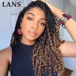 LANS Pre Twisted Passion Twist 24" Bomb Twist Crochet Hair Synthetic Spring Twists Looped Braiding Hair Extension for Women 16Roots/pc LS01