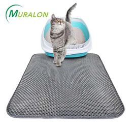 Pet Cat Litter Mat Waterproof Double Layer LitterTrapping couverture chat cats blanket Clean Pad Products For Cats Accessories 2101006