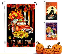 2021 QUALITY 30*45cm 90 styles Halloween Props garden Banner Flags polyester pumpkin festival double-sided courtyard decoration flag Christmas gifts