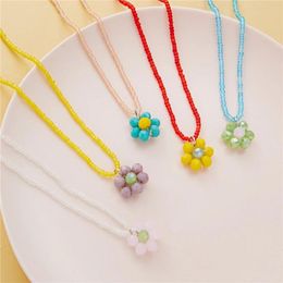 Korean Sweet Cute Acrylic Crystal Soft Ceramic Fruit Pearl Flower Bead Pendant Necklace For Women Beaded Necklaces Jewellery