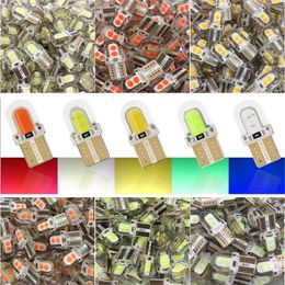 100Pcs/Lot LED COB Car Bulbs T10 W5W 194 Silicone Highlight Bulb 168 License Plate Lights Clearance Reading Lamps Modified Lights 12V