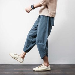Chinese Style Ankle-Length Cotton Linen Pants Men Trousers Jogger Men XXXL Sweatpants Streetwear X0723