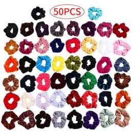 40/50pcs/pack Velvet scrunchies for women elastic hair rubber band girl crunchy hair tie hairband chouchou Headwear wholesale X0722