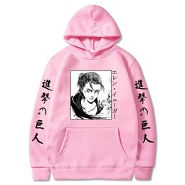 Attack on Titan Hoodie Men Fashion Eren Jaeger Graphic Pullover Casaul Hoodie Sweatshirts Women Casual Pullovers Hoodie Y0803