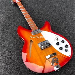 Free Shipping 330 12 Strings Cherry Sunburst Semi Hollow Body Electric Guitar Gloss Varnish Rosewood Fingerboard, Vintage Tuners