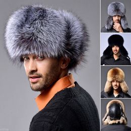 Outdoor Skiing Faux Fur Hunting Men's Russian Hat Winter Trapper Hat with Fur Ear Flaps Bomber Hat