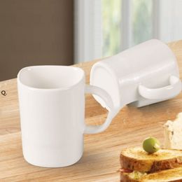 250ml Ceramic Coffee Cup Side Cookie Biscuit Pocket Holder Milk Juice Lemon Drinkware For Friend Birthday Gift BBE13217