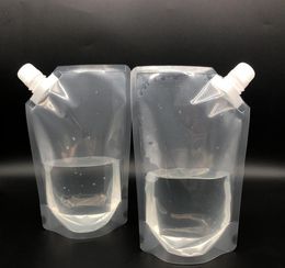 2021 500ml Stand-up Plastic Drink Packaging Bag Spout Pouch for Beverage Liquid Juice Milk Coffee Clear Bag Free