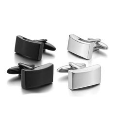 s Stainless Steel Cufflinks Black Classic Surface Plain Wedding Business Men's Shirt Cuff Links Whole 10pairs/lot