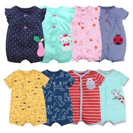 Baby Girl Romper Summer Cartoon Newborn Jumpsuit Cotton Short Romper Infant Baby Clothes One-pieces Jumpsuits Baby Clothing 210317