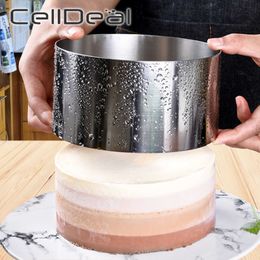 1Pc Round Mousse Ring Cake Mold Adjustable 3D Cake Mould Stainless Steel Baking Moulds Kitchen Mousse Cake Decorating Tools 210702