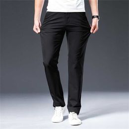 BROWON Arrival Men's Pant Spring Summer Breathable Solid Colour Mid Straight Loose Men Trousers Plus Size 42 211108