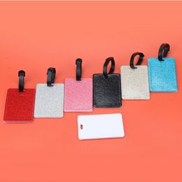 Sublimation Blank PU Luggage Tag Info Address Holder Baggage Boarding Creative Novelty Tags Leather Organisation Suitcase Travel Labels Straps Bags Accessories