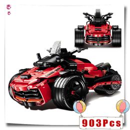 903Pcs New Moto Building Blocks Bricks Super Speed Four Wheels MOTO Mini Model Gifts Toys for Kids boyfriend Technical Vehicle Q0624