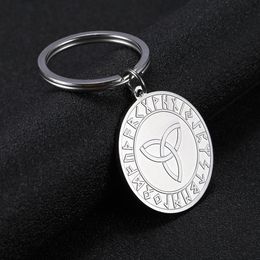 10Pcs/Set Car Key Chain Irish Knot Runes Trinity Pendant for to Bag Talisman Amulet Viking Stainless Steel Unisex Keyring for Gift