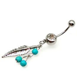 Belly Button Navel Rings Dangle Feather Charm Jewelry Accessories Fashion