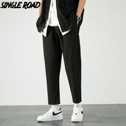 Single Road Mens Joggers Men Summer Solid Plain Pants Straight Japanese Streetwear Trousers Casual Black Suit Pants For Men 211119