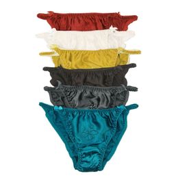 Natural Silk Women's String Bikinis Panties W  Cotton Crotch Economic (Pack of 6) US S M L XL XXL