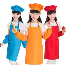 Children Kids Apron Pocket Kitchen Cooking Baking Painting Art Bib Plain Dining Cleaning Protection