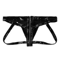 Underwear Luxury Mens Underpants Jockstrap Open BuPanties Low Rise Bulge Pouch Wetlook Patent Leather Back Cut Out Zipper Briefs Drawers Kecks Thong I33T