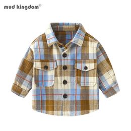 Mudkingdom Boys Shirts Plaid Turn-Down Collar Long Sleeve Autumn Classic Tops 210615